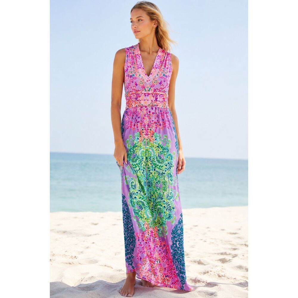 Lilly Pulitzer Pastel Paisley Sleeveless Maxi Dress | Resort Coastal Glam, XXS